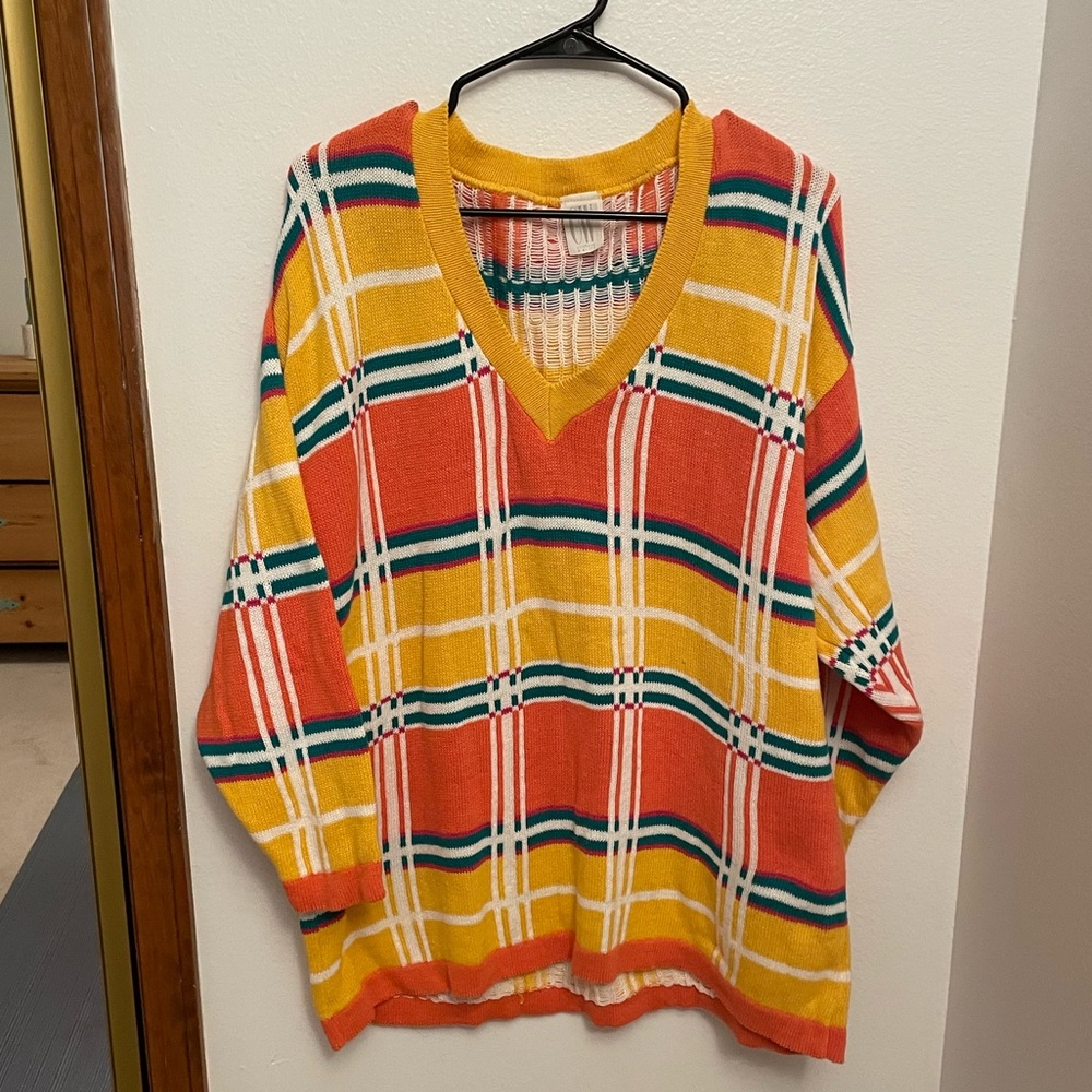 Clifford & Willis Vintage Ladies Sweater, One Size/Large Yellow/Orange